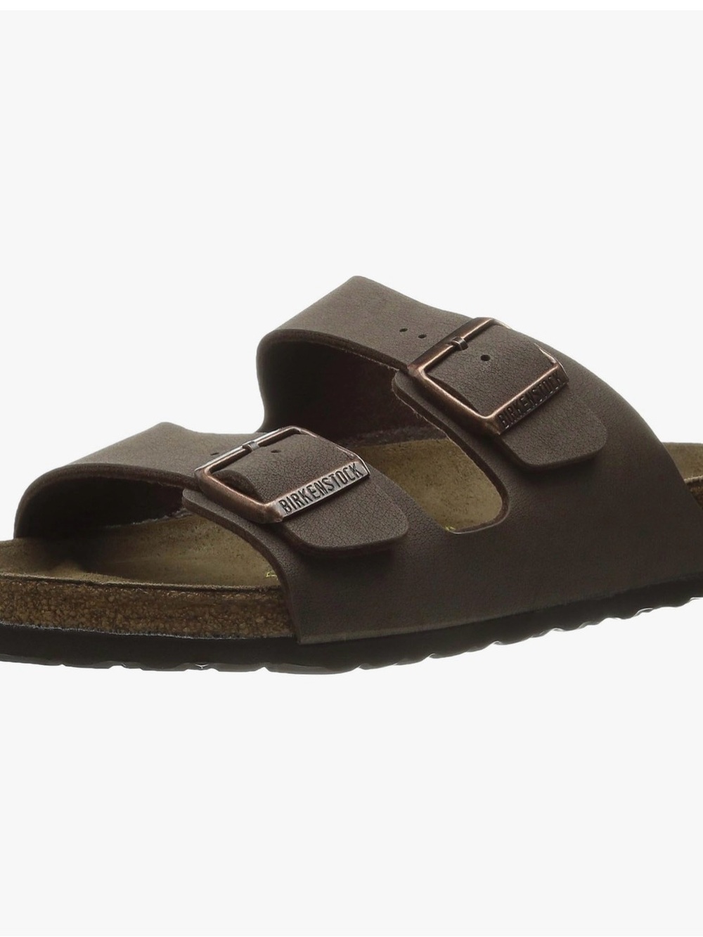 Birkenstock Arizona Two-Strap Sandal - Dark Brown with Copper Buckles